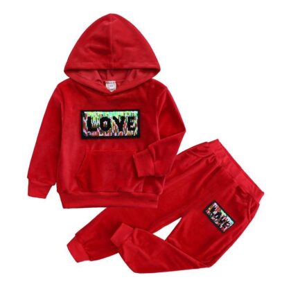 Love sequen joggers red color