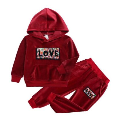 Love sequen joggers oxblood color