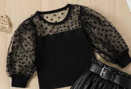 Spotted net hand top black color