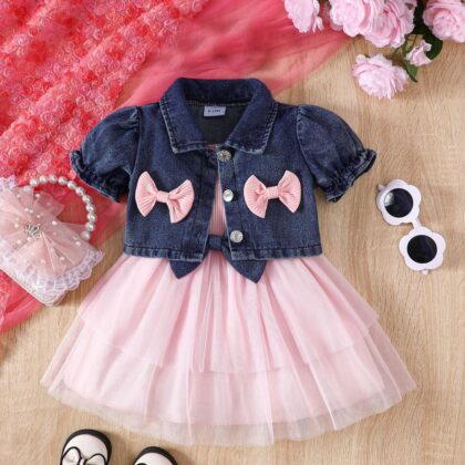 Jean jacket gown pink color