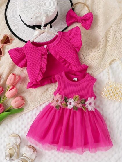 Jacket flowered gown pink color
