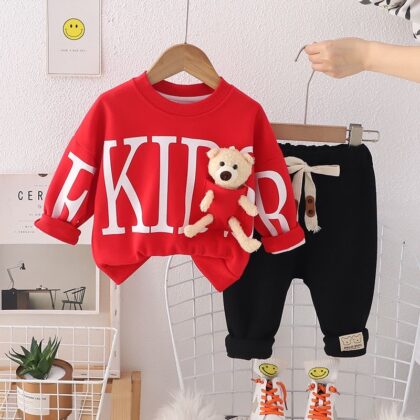 Kids red and black joggers