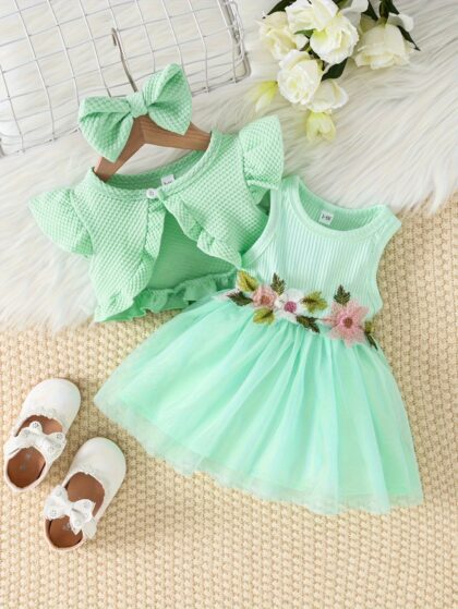 Flower gown with jacket green